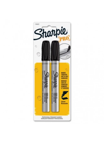 Sharpie Professional Permanent Marker, SAN1794227, Chisel point, Black, Pack of 2